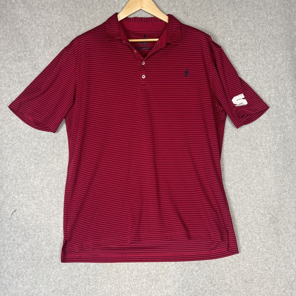 Johnnie-O Shirt Mens XL Red Polo Prep-Formance Collared Stretch Button Striped